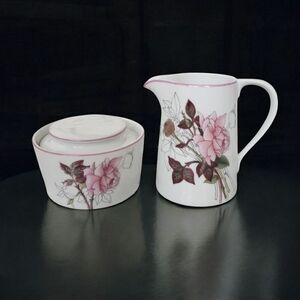 Block Spal Portugal Creamer & Sugar Bowl Set Floral Western Rose Print